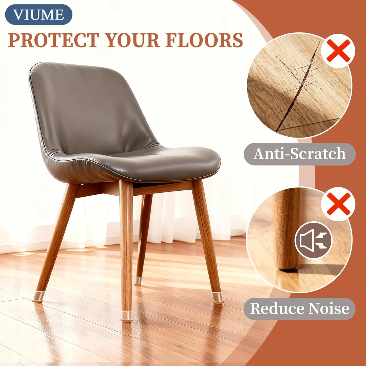 24 Pcs Chair Leg Floor Protectors for Hardwood Floors Silicone Covers Felt Pads Furniture