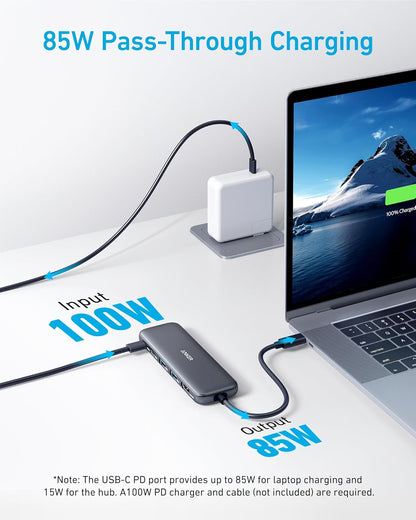 USB C Hub 5-in-1 USBC to HDMI Splitter with 4K Display 1 x Powered USB-C 5Gbps & 2×Powered USB-A 3.0 5Gbps Data Ports