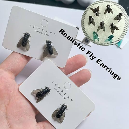 Fly Earrings Simulation Mini Personalized Black Fly Studs Earring Prank Simulated Animal Earrings