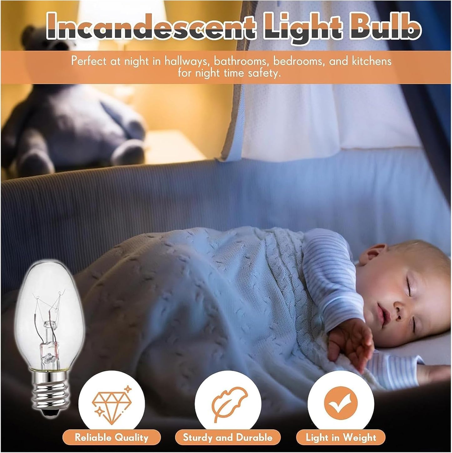 4 Watt E12 Candelabra Base 15 Lumens Small Light Bulb Night Light Replacement Bulbs