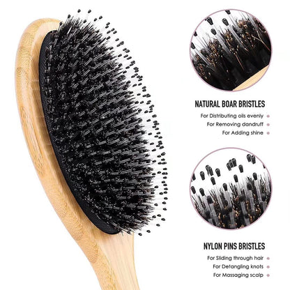 Hair Brush Comb Set Boar Bristle Hairbrush for Curly Thick Long Fine Dry Wet Hair Best Travel