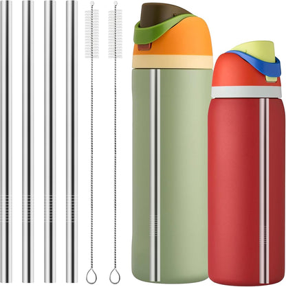 4 Pcs Metal Straw Replacement for Water Bottle 24 oz 32 oz Accessories With 2 Straw Cleaner, Reusable Stainless Steel