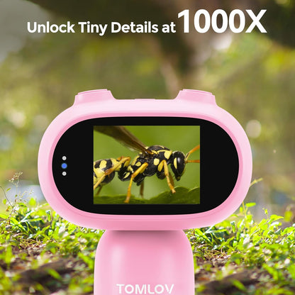 P30 Kids Microscope with 2" LCD Screen & 1000X Zoom Portable Digital Magnifying Glasses