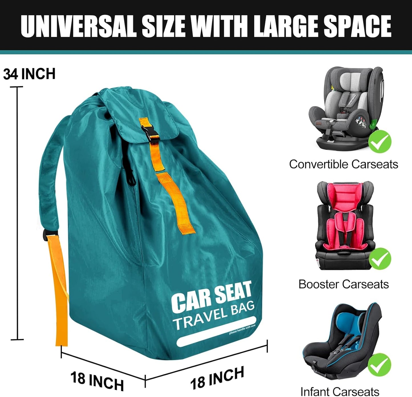 Large Car Seat Bags for Air Travel with Padded Straps, Gate Check Storage Bag/Backpack for Car Seat