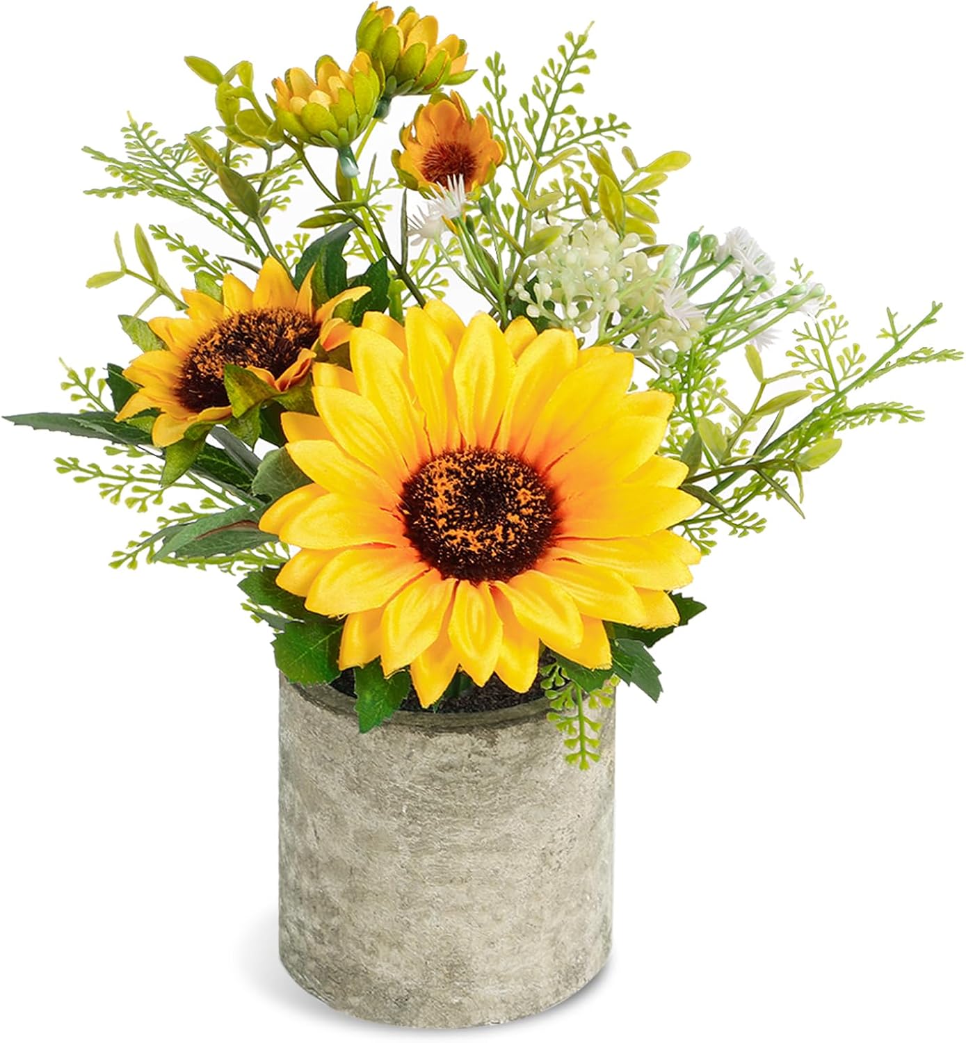 Sunflower Artificial Flowers Pot Sunflower Decor Yellow Fake Flower in Pots for Home Bathroom Kitchen