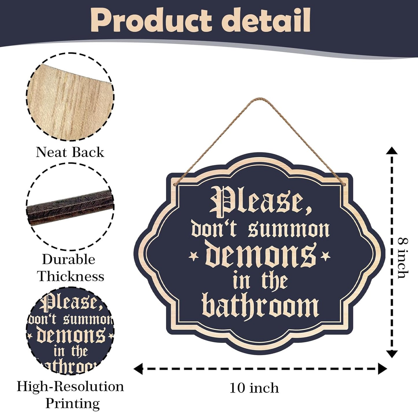 Gothic Bathroom Wall Sign Please Do Not Summon Demons In The Bathroom Wooden Sign