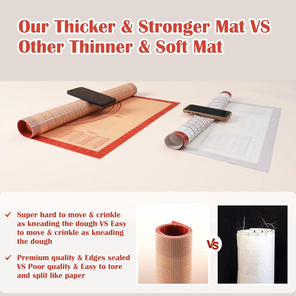 Silicone Pastry Mat Extra Large with Measurements 28''By 20'' for Silicone Baking Mat Counter Dough Rolling