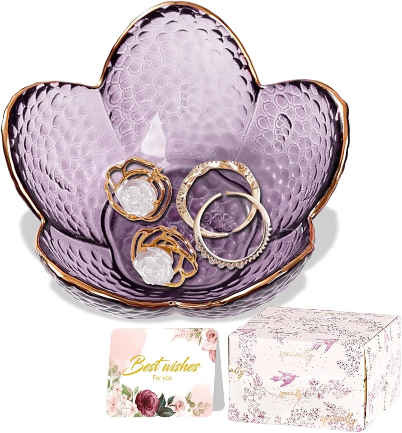 Jewelry Dish Glass Ring Holder Dish Jewelry Tray Cute Vanity Organizer Aesthetic Nightstand