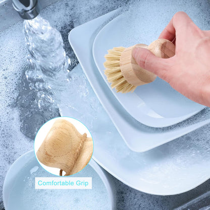 4 Pcs Palm Wooden Dish Scrubber Brush Dish Brushes Durable Wood Dishes Scrub Brush