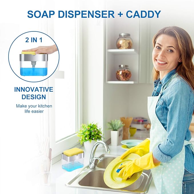 Soap Dispenser with Added Features Premium Quality Dish Soap Dispenser Countertop Kitchen