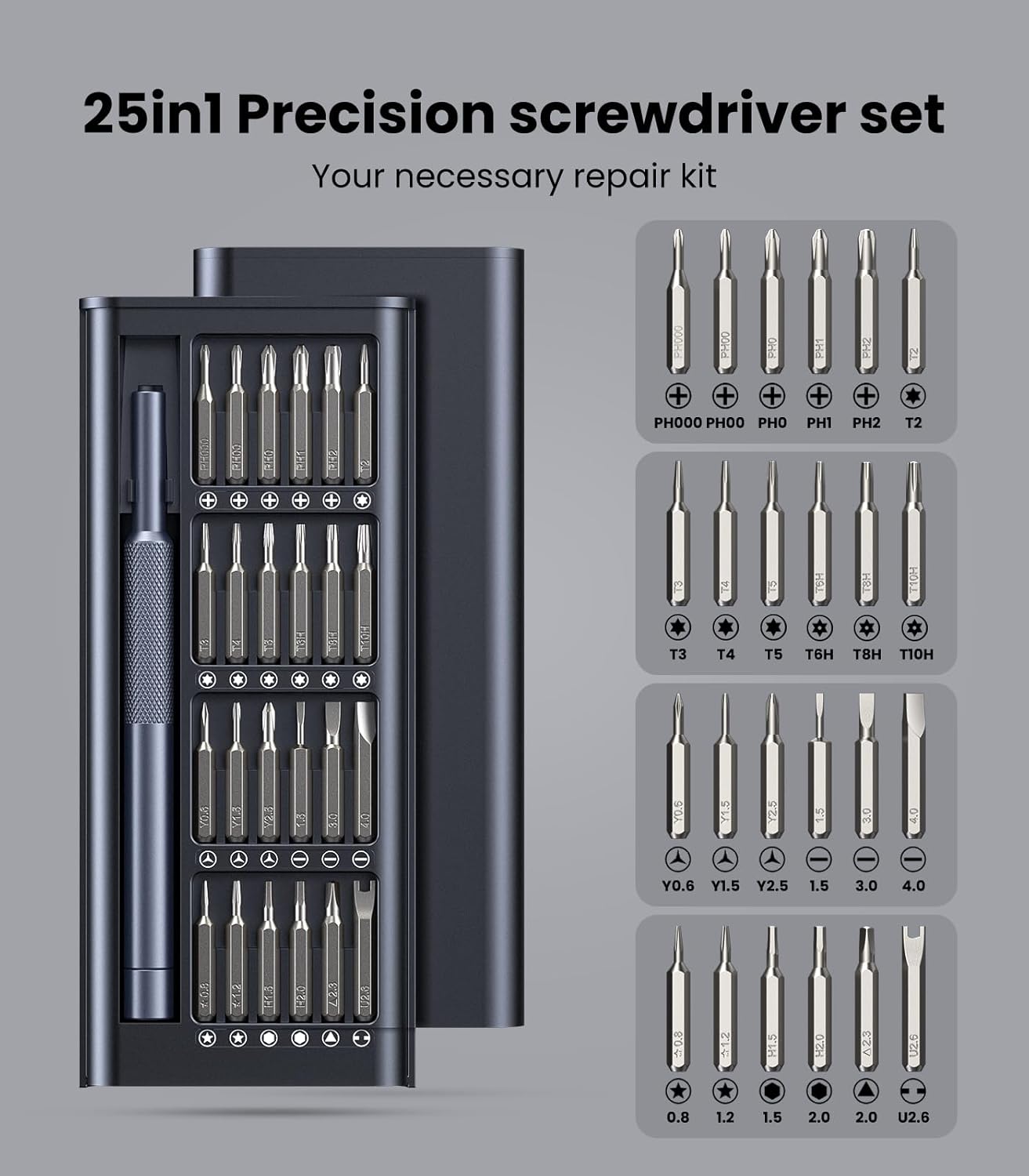 25 in 1 Small Precision Screwdriver Set Professional Magnetic Mini Repair Tool Kit for Phone Computer