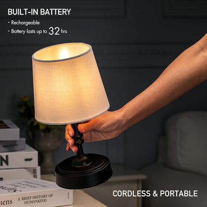Cordless LED Table Lamp with Dimmer Built-in Rechargeable Battery 3-Level Brightness Patio Table Lamp