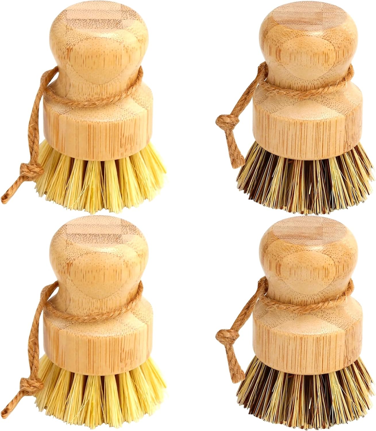4 Pcs Palm Wooden Dish Scrubber Brush Dish Brushes Durable Wood Dishes Scrub Brush