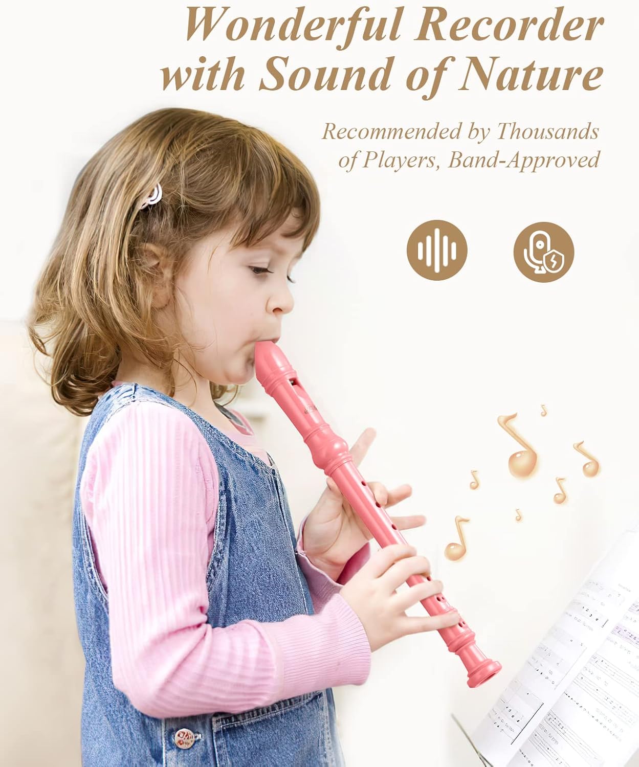 Recorder Instrument for Kids Beginners German Fingering C Key with Cleaning Kit Thumb Rest Cotton Bag Fingering Chart