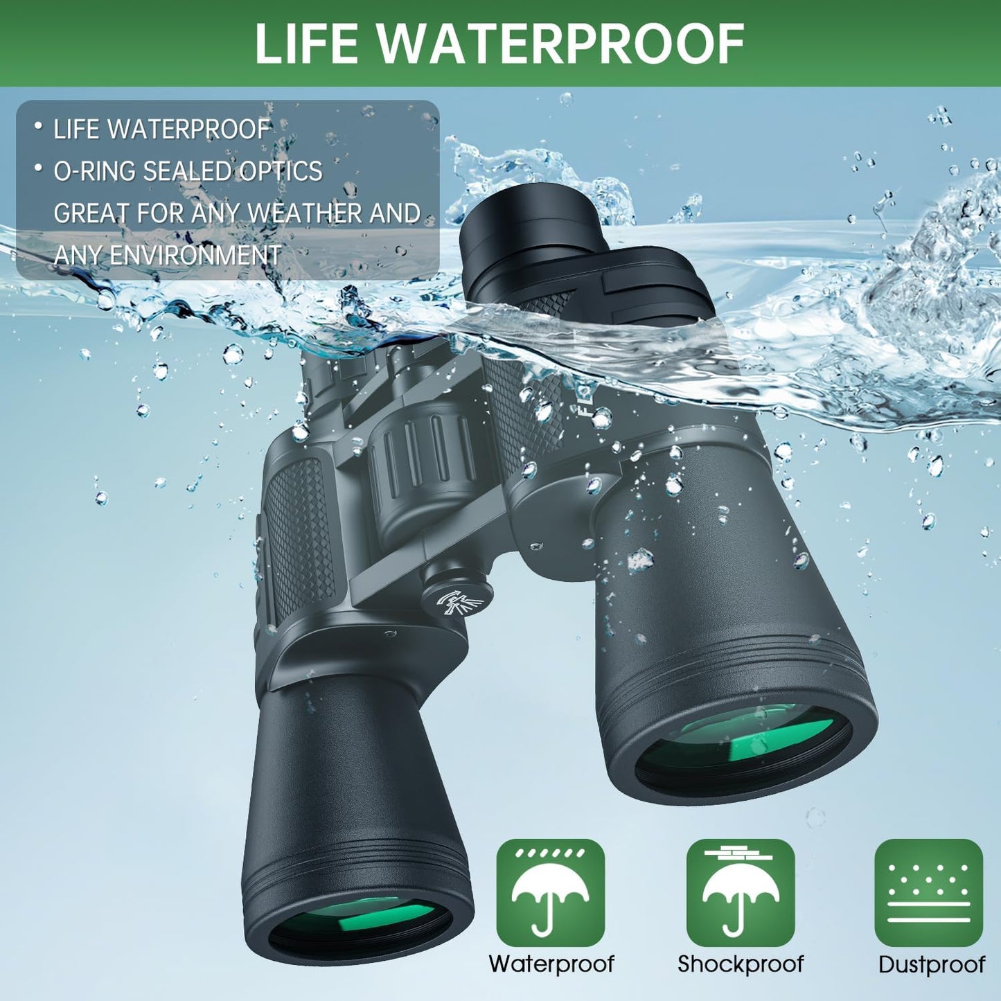 20x50 High Powered Binoculars for Adults, Waterproof Compact Binoculars with Low Light Vision for Bird Watching Hunting Camping