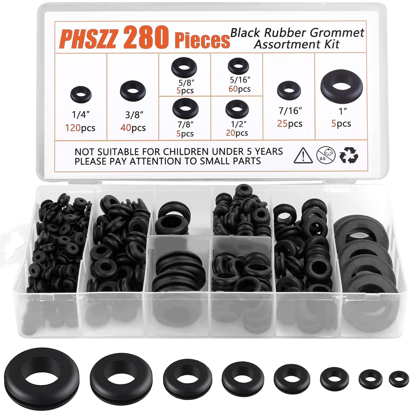 Rubber Grommets Kit Rubber Hole Grommet Gaskets Assortment for Wiring Wire Automotive Firewall Sheet Metal Hardware Repair