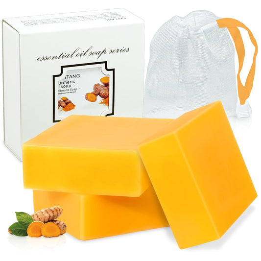 Organic Tumeric Soap for Face and Body Lemon bar with Vitamin C, E for All Skin Type