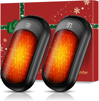 2 Pack 6400mAh Portable Pocket Electric Hand Warmer Fast Heating 3-Settings Reusable Handwarmers