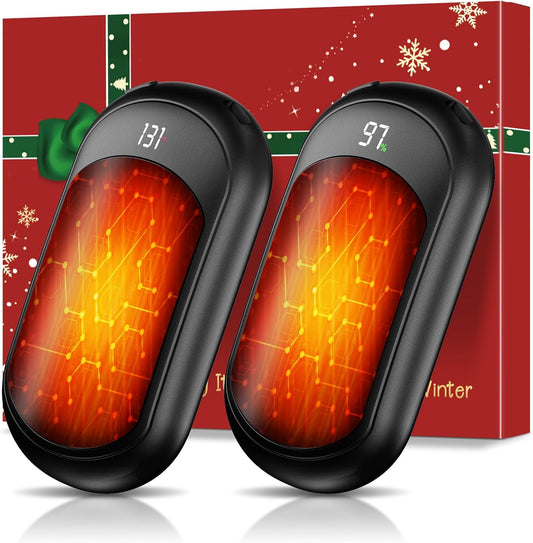 2 Pack 6400mAh Portable Pocket Electric Hand Warmer Fast Heating 3-Settings Reusable Handwarmers