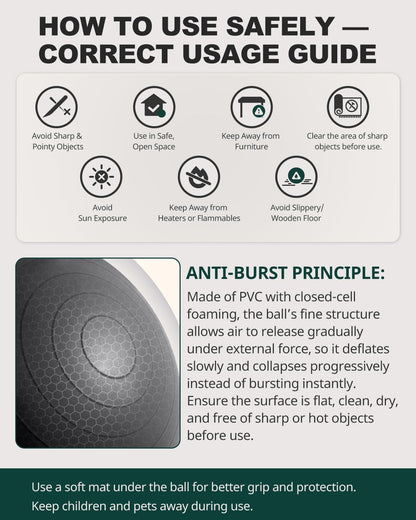 Exercise Ball for Yoga Pilates & Fitness  Stability Ball Equipment for Home Gym & Office Chair Core