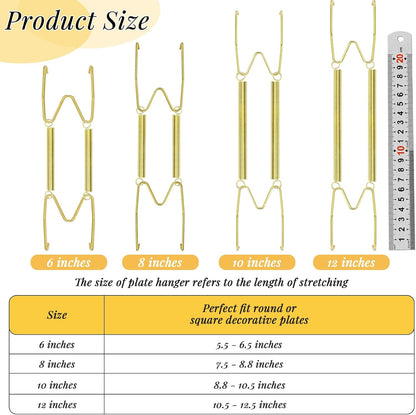 14 Pieces Plate Hangers for Wall  6/8/10/12 Inch Invisible Plates Hanger Stainless Steel Plate Holders