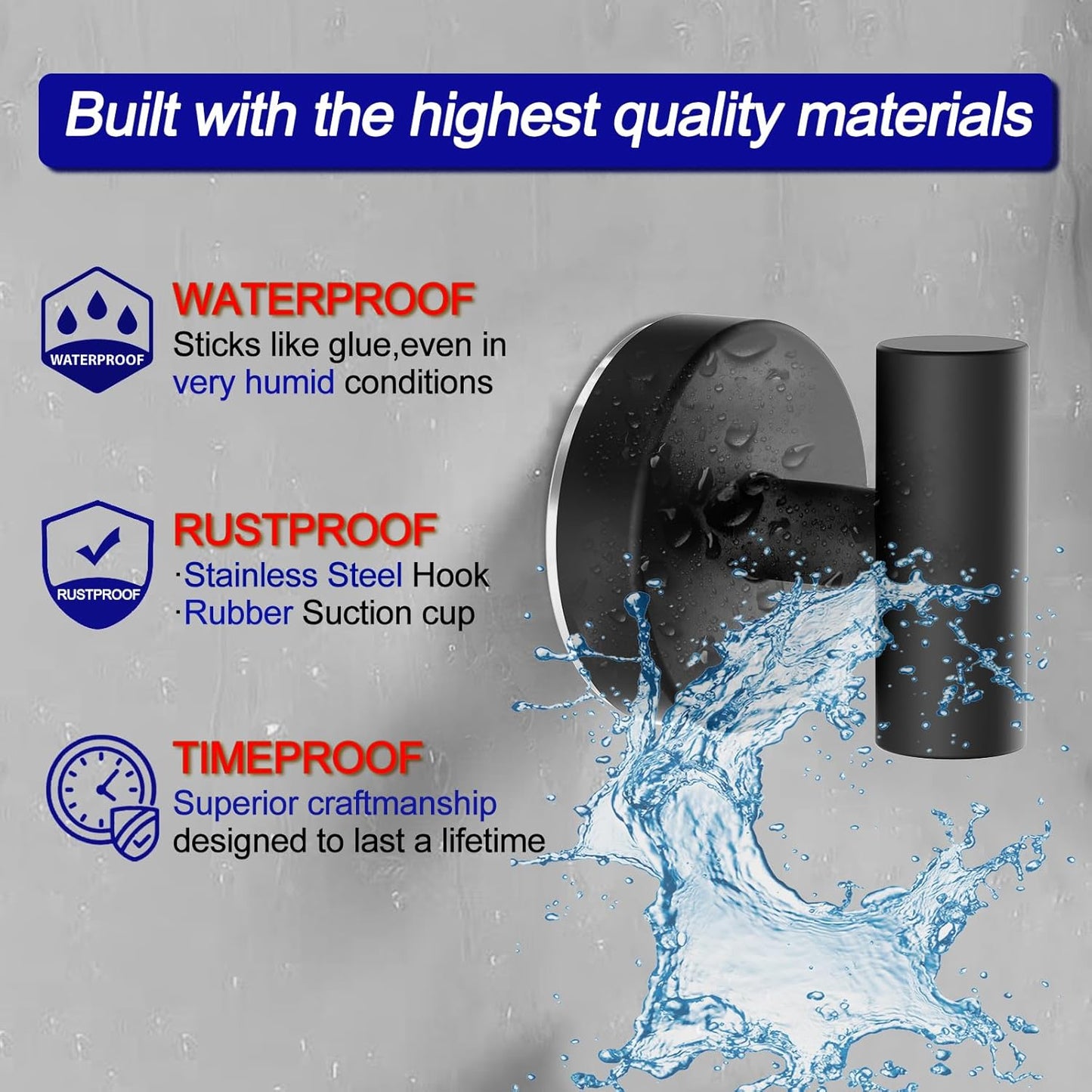 Removable Shower Hooks for Inside Shower Towel Hooks for Bathroom Window Glass Mirror Tile
