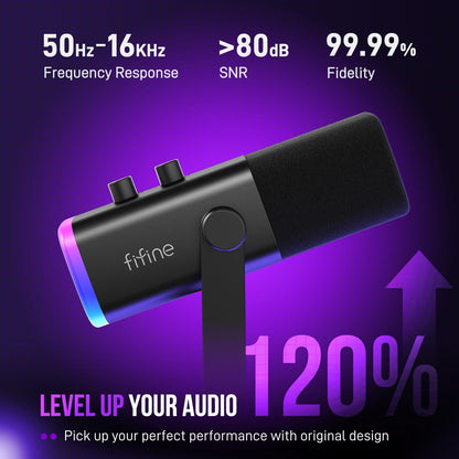 Dynamic Microphone for Podcast Recording PC Computer Gaming Streaming Mic with RGB Light Mute Button Headphones Jack
