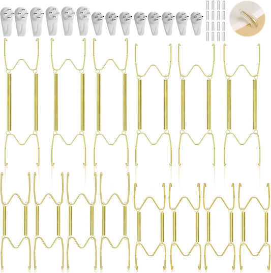 14 Pieces Plate Hangers for Wall  6/8/10/12 Inch Invisible Plates Hanger Stainless Steel Plate Holders
