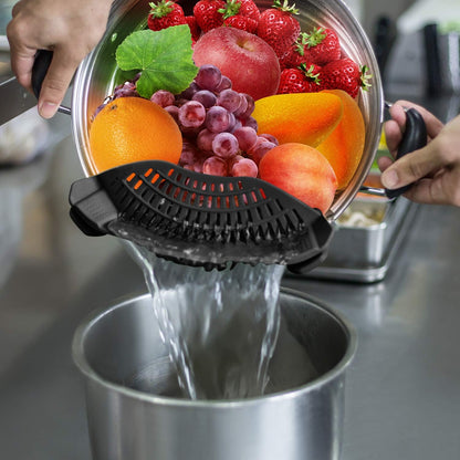 Strainer Silicone for All Pots and Pans Pasta Strainer Clip on Food Strainer for Meat Vegetables