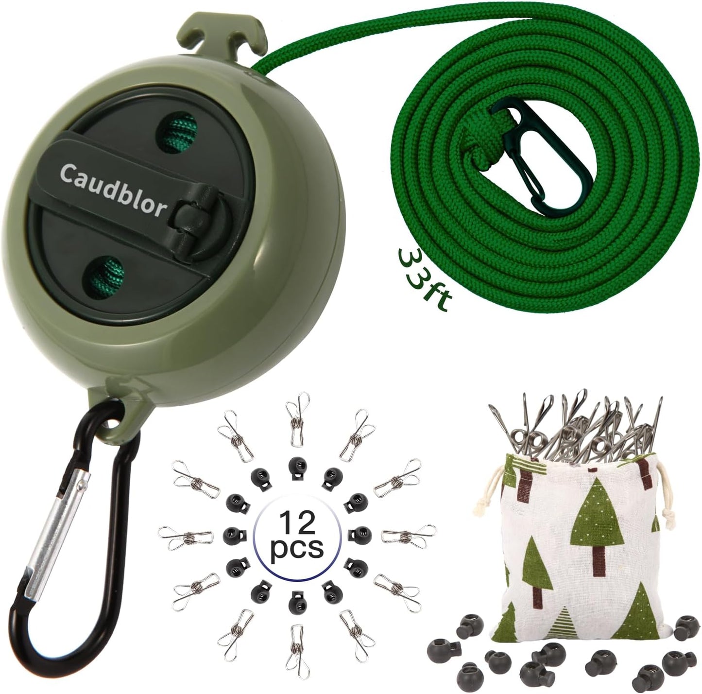 Portable Travel Clothesline Cord Caudblor Adjustable 33ft Camping Clothes line Laundry Drying Rope for Hotel Trip