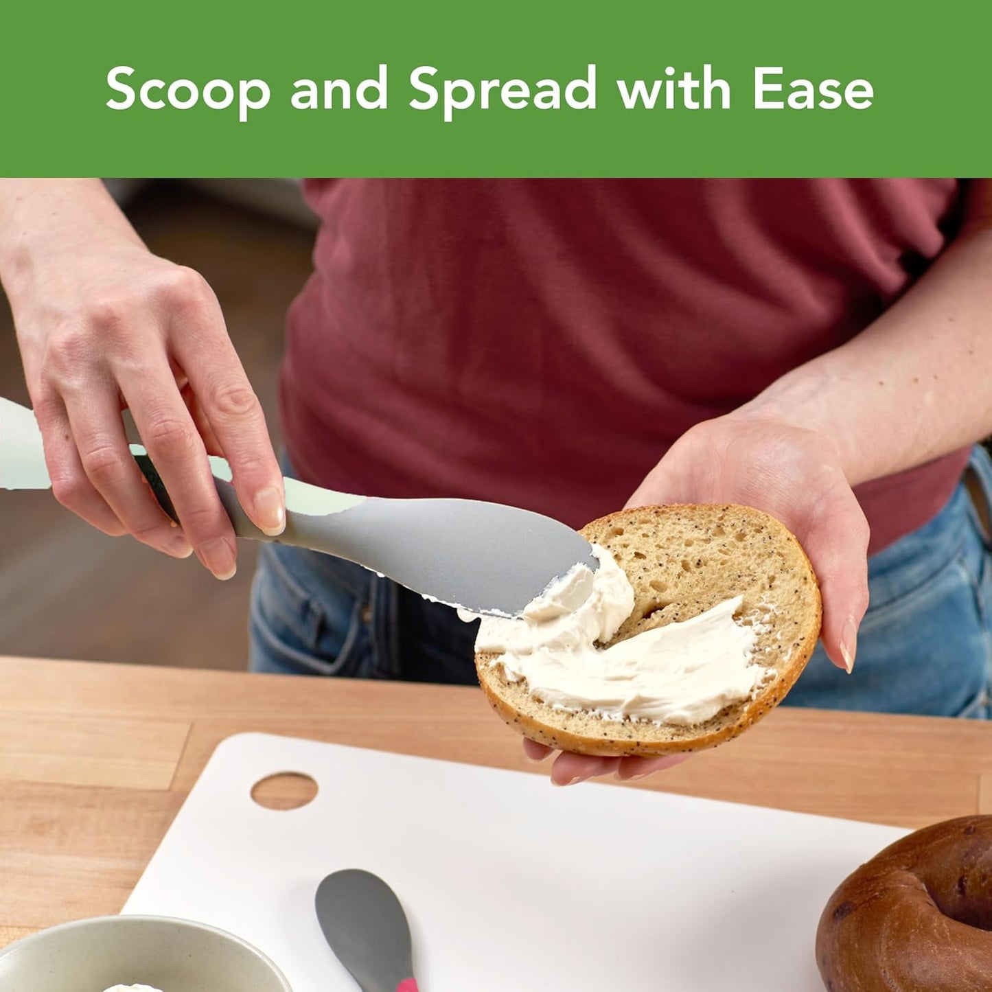 Spread Large Dual End Silicone Sandwich Spreader Tool with Nylon Handle BPA Free Dishwasher Safe