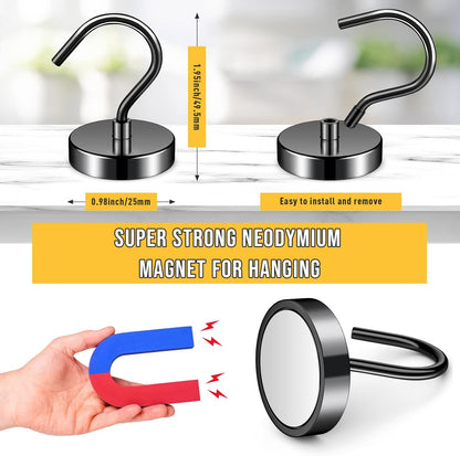 6 Pack Magnetic Hooks 60LBS Heavy Duty Magnetic Hooks Neodymium Magnet Hooks for Hanging Magnet with Hooks