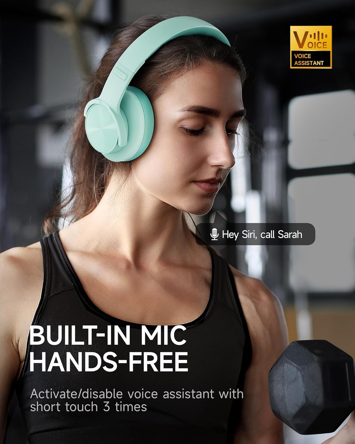 Bluetooth Over Ear Headphones 120H Playtime with 3 EQ Modes, Low Latency Hands-Free Calls, Deep Bass for Travel Home