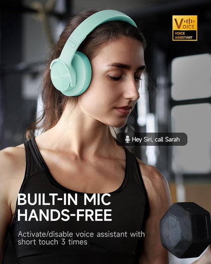 Bluetooth Over Ear Headphones 120H Playtime with 3 EQ Modes, Low Latency Hands-Free Calls, Deep Bass for Travel Home
