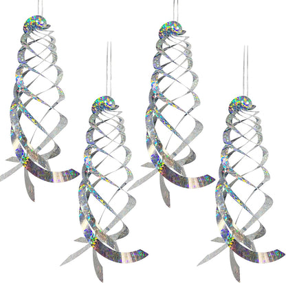 4Pcs Bird Repellent Spiral Reflectors 15.8 Inch Hanging Reflective Bird Deterrent Device for Drive Birds