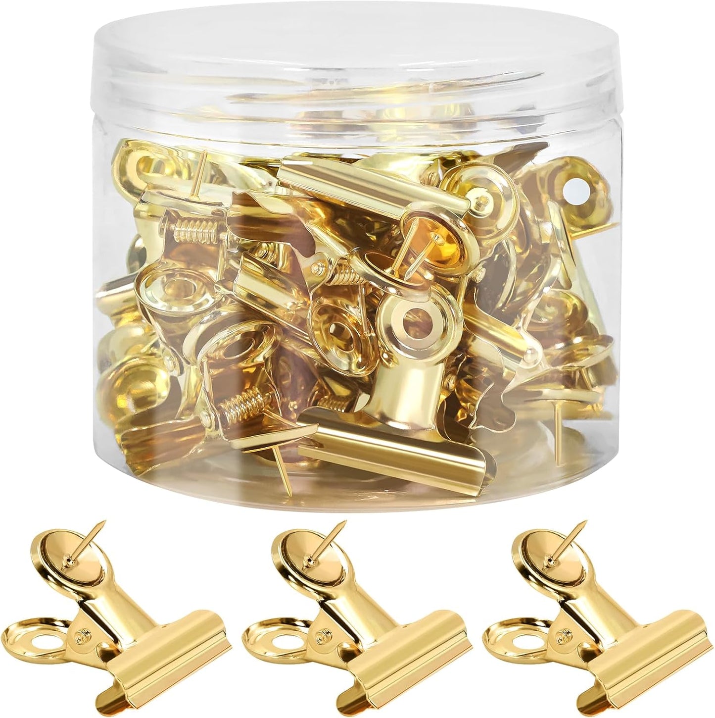 30 Pcs Golden Push Pins Clips Upgraded Thumb Tacks with Metal Clips for Cork Board Bulletin Board
