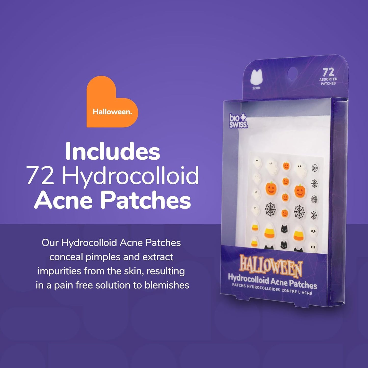 Halloween Pimple Patches Hydrocolloid Acne Patch for Zits and Blemishes Face and Skin Stickers, 72 Count