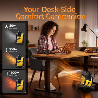 1500W Outdoor Space Heater Overheat Protection, 3S Quick Heat 3 Modes, 90° Tilt Small Outdoor