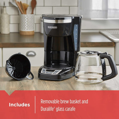 12-Cup Digital Coffee Maker Programmable, Washable Basket Filter Sneak-A-Cup Auto Brew