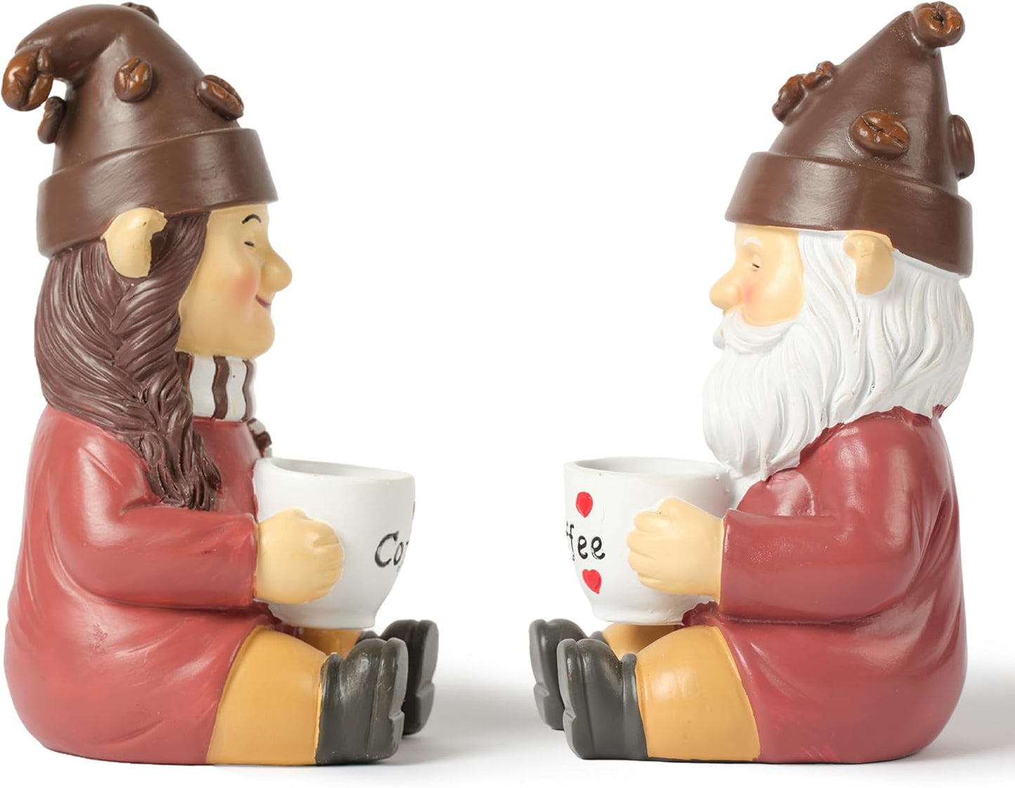 Coffee Gnome Couple Figurine for Table Decoration 5 inch Gnome Coffee Lover Gifts