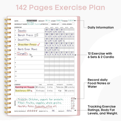 Fitness Workout Journal for Women & Men A5(5.5" x 8.2") Workout Log Book Planner for Tracking Progress