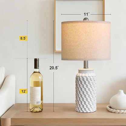 Ceramic Bedside Lamp Set of 2 for Bedroom Decor Farmhouse Table Lamp for Living Room
