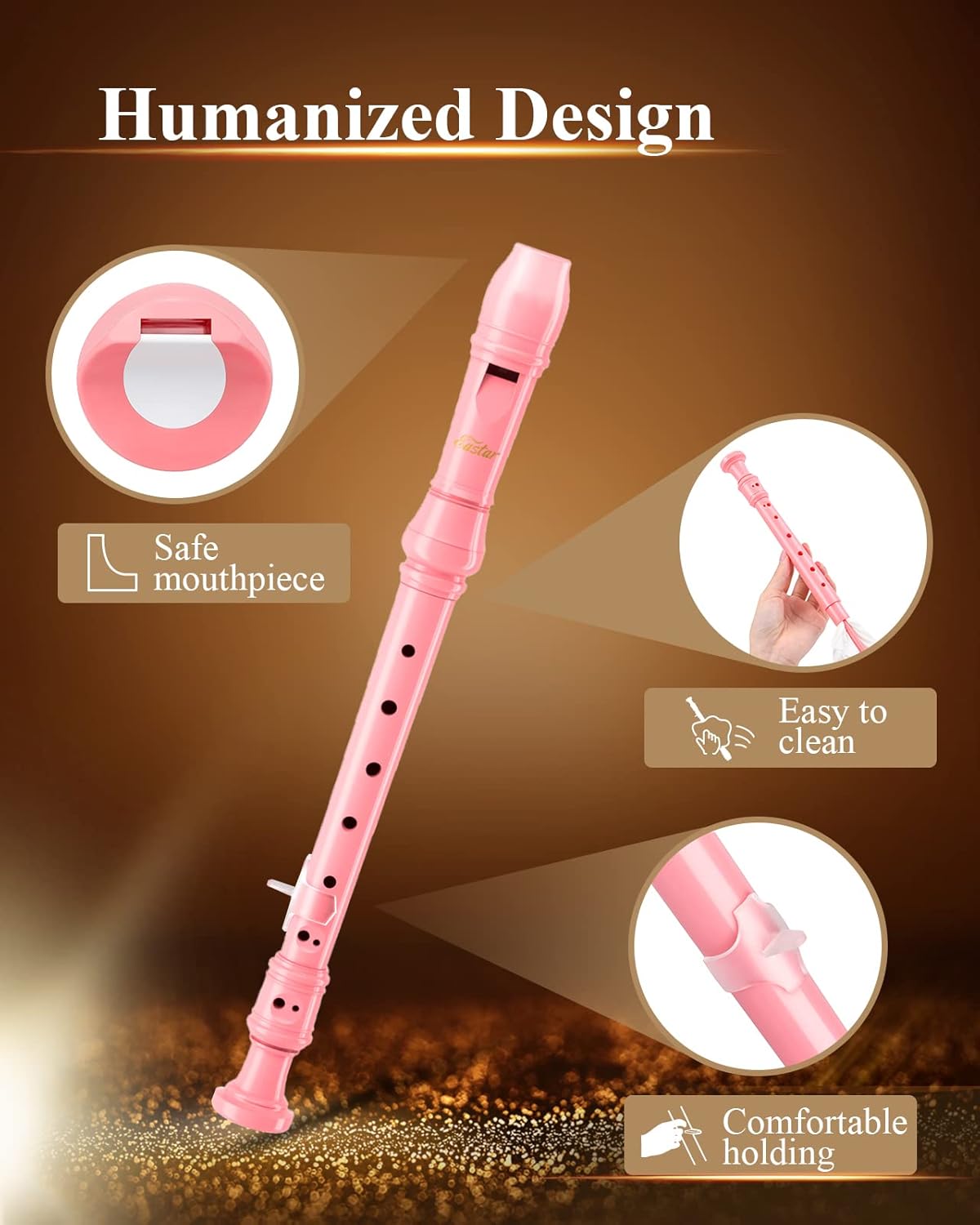 Recorder Instrument for Kids Beginners German Fingering C Key with Cleaning Kit Thumb Rest Cotton Bag Fingering Chart