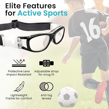 Basketball Goggles For Kids for Outdoor Sports Soccer Football Anti Fog Replaceable to Prescription