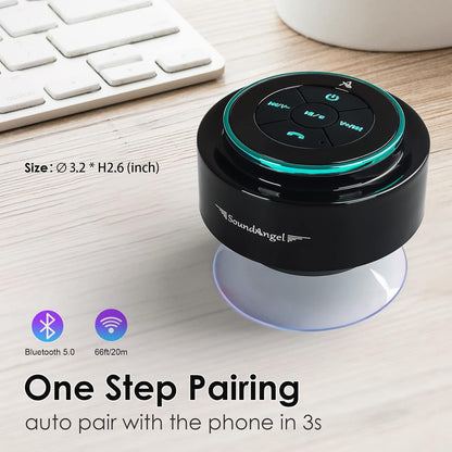 Upgraded Pro Shower Speaker Certified IPX7 Waterproof Bluetooth Speaker with Suction Cup Silicone Lanyard 8W Crystal Sound&Rich Bass