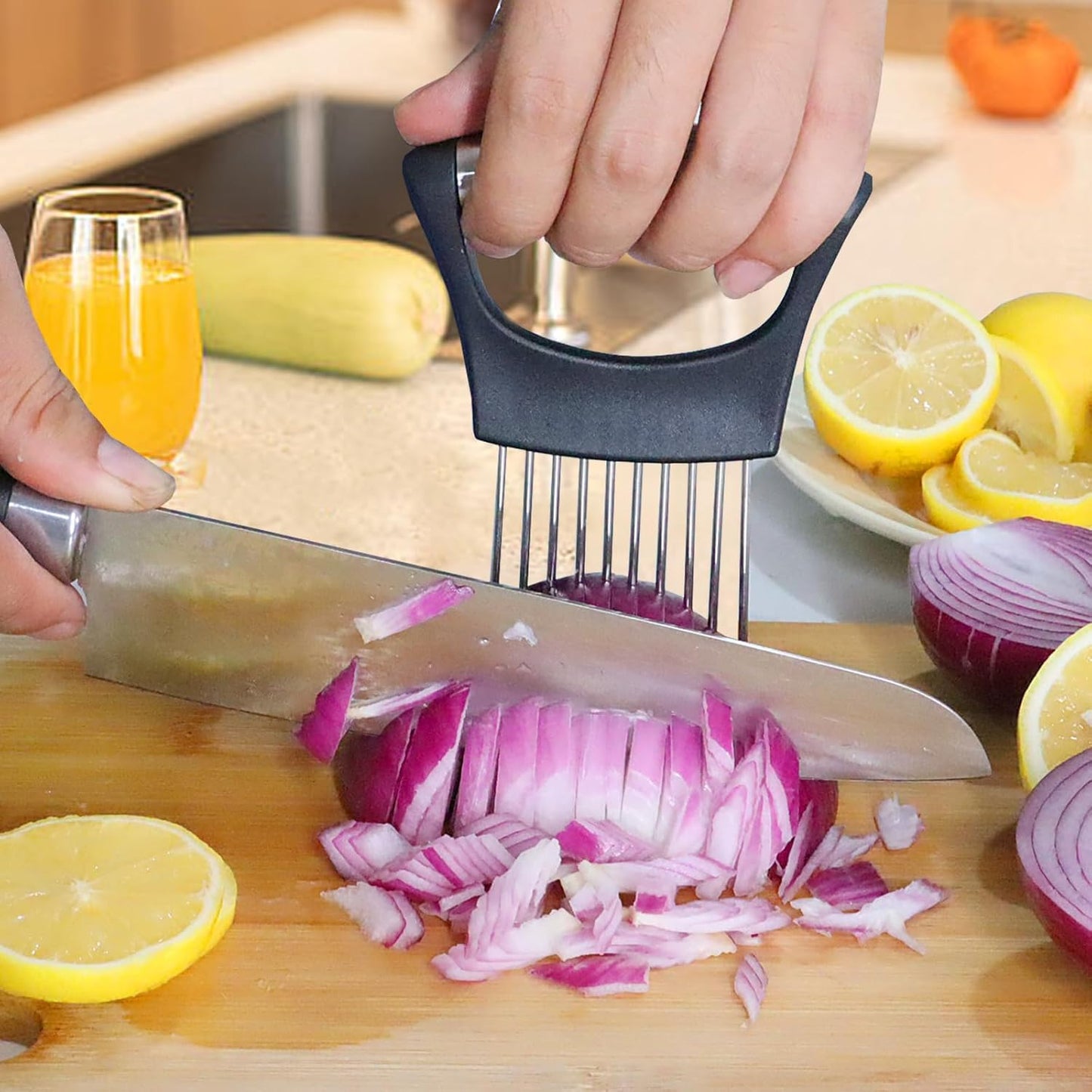 Onion Cutter Vegetable Chopper Stainless Steel Tomato Slicer Vegetable Cutter for Potato Avocados