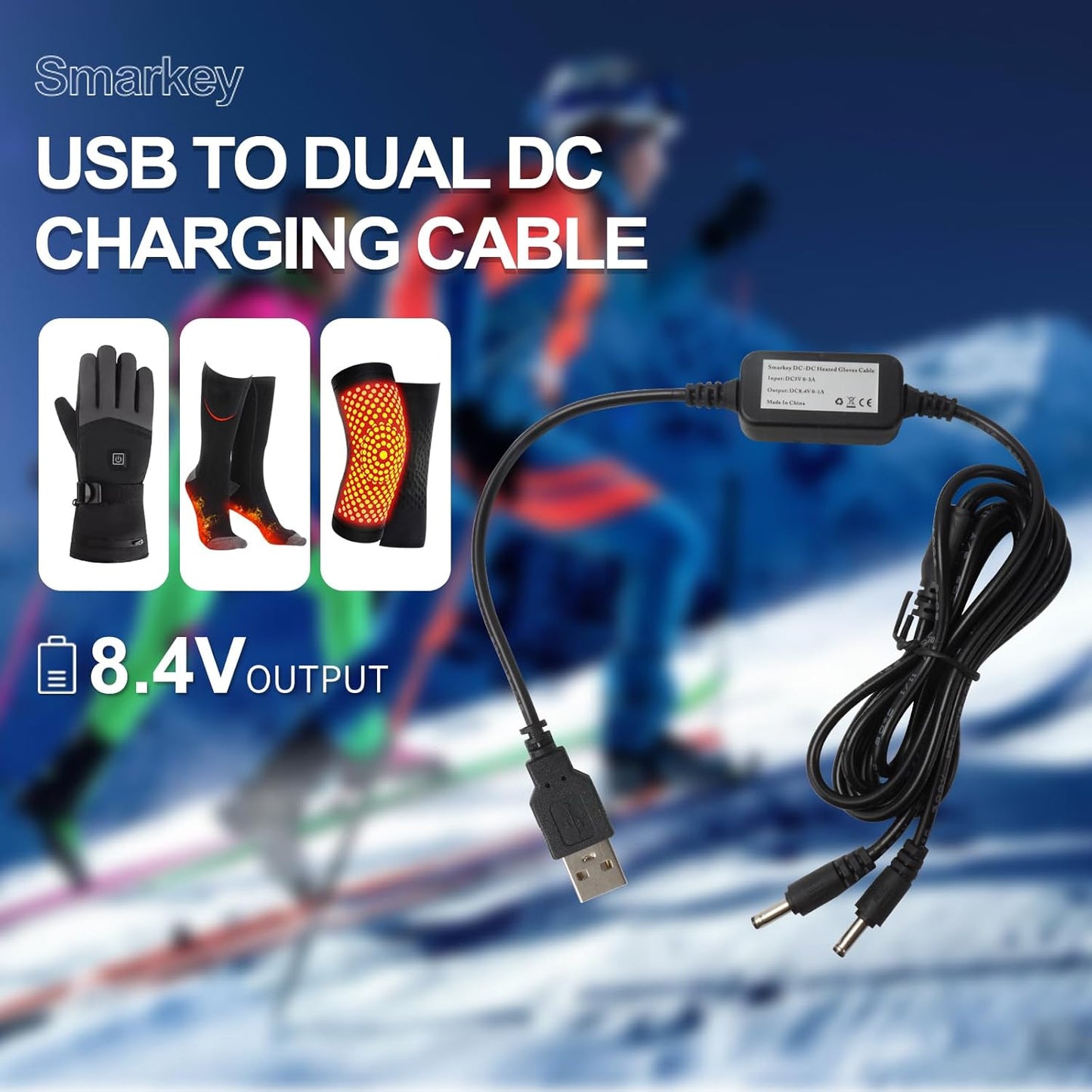 8.4v Heated Glove Charger for Insole Socks Jacket Battery Charging Easy for Outdoor and Travelling