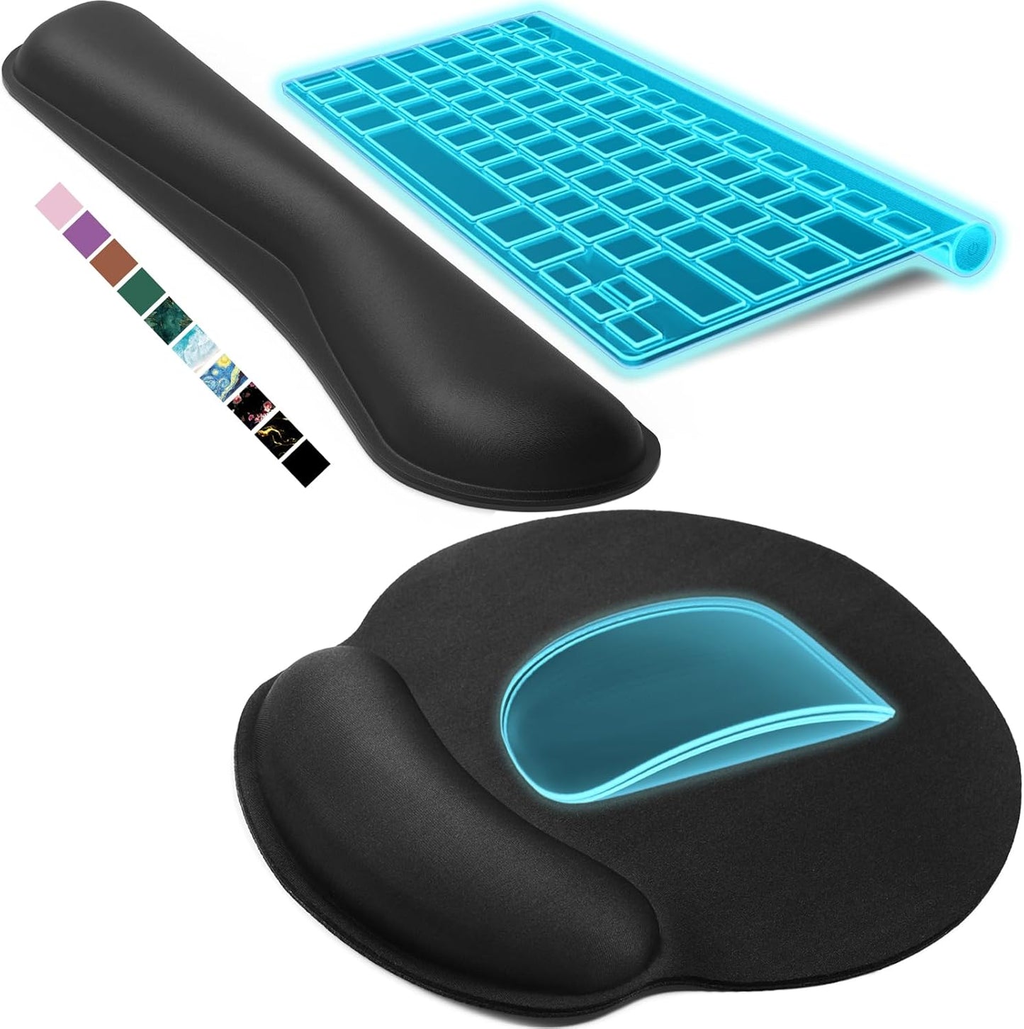 Ergonomic Keyboard Wrist Rest and Mouse Pad with Wrist Rest Set Memory Foam Wrist Support for Typing, Gaming, Office