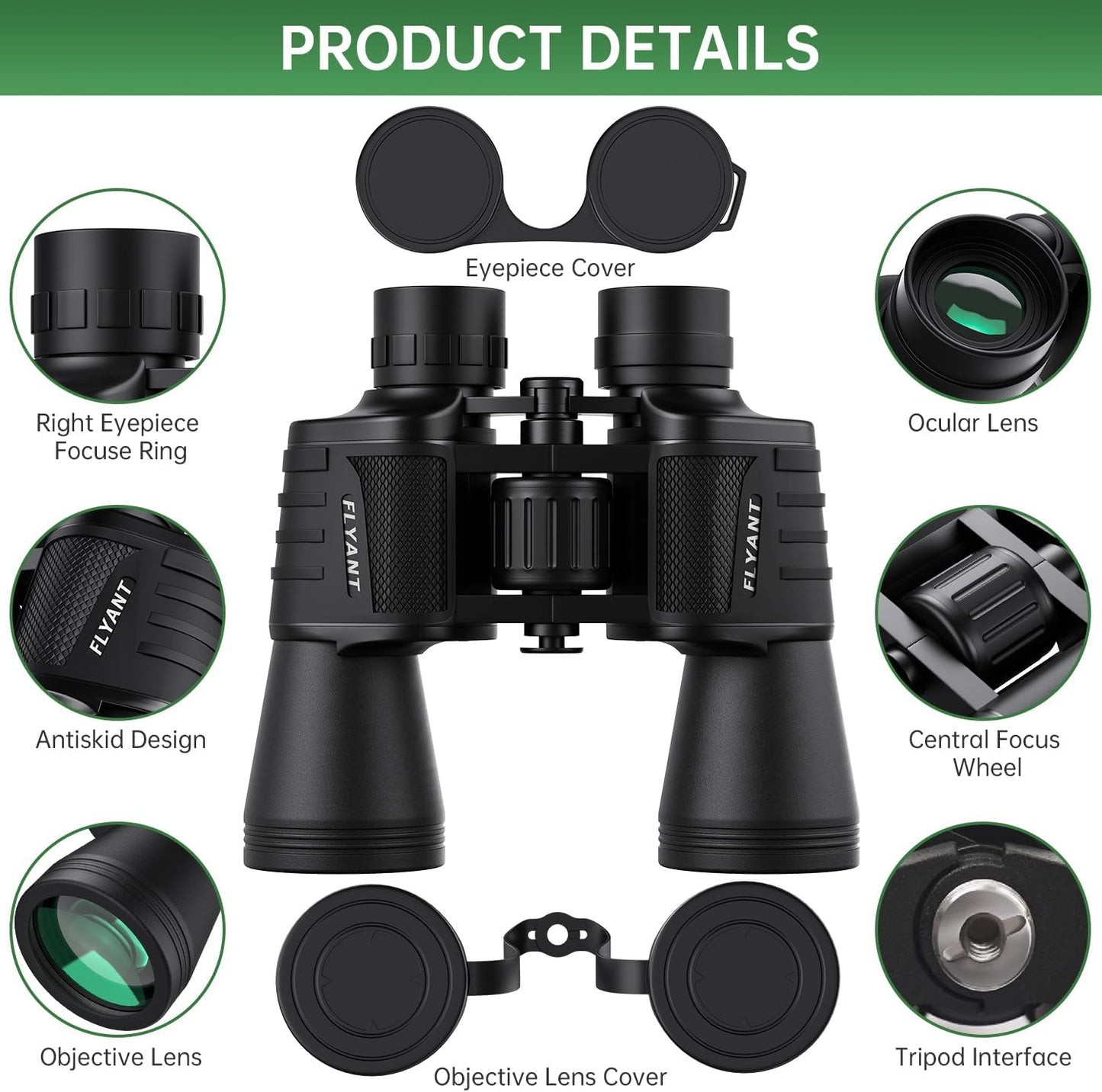 20x50 High Powered Binoculars for Adults, Waterproof Compact Binoculars with Low Light Vision for Bird Watching Hunting Camping