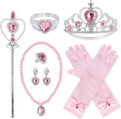 Dress Up Party Accessories for Princess Costume Gloves Tiara Wand Necklace Earrings